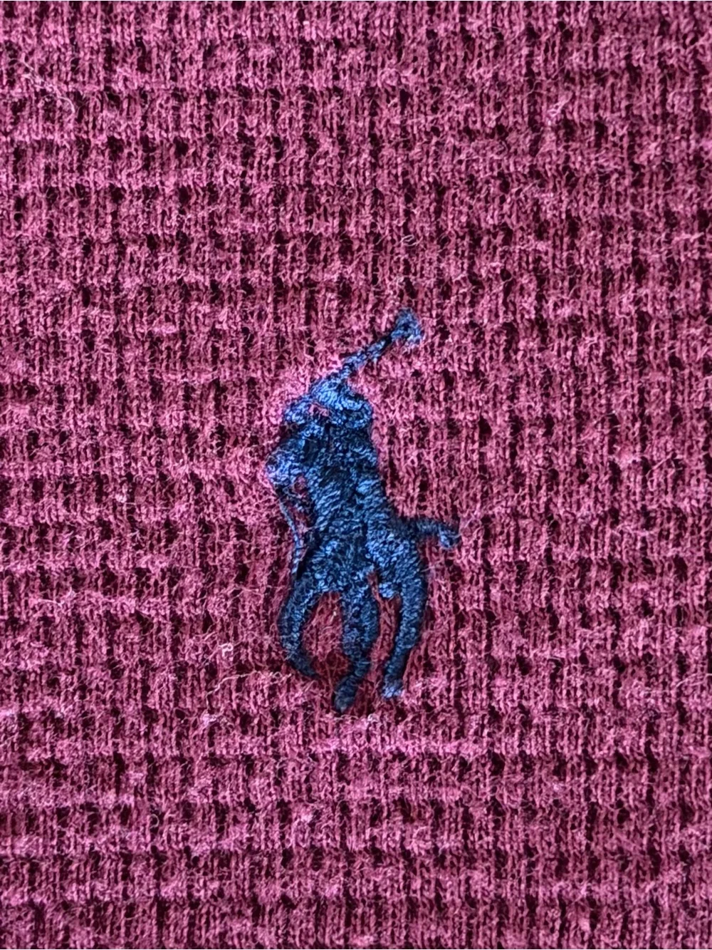Polo Ralph Lauren Waffle Knit Thermal Shirt Maroon Navy Pony Logo L